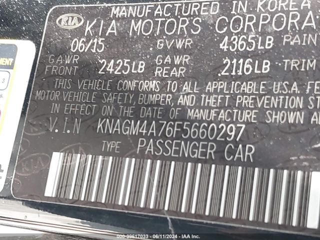 Photo 8 VIN: KNAGM4A76F5660297 - KIA OPTIMA 