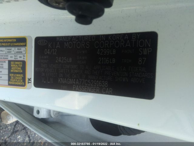 Photo 8 VIN: KNAGM4A77C5291638 - KIA OPTIMA 