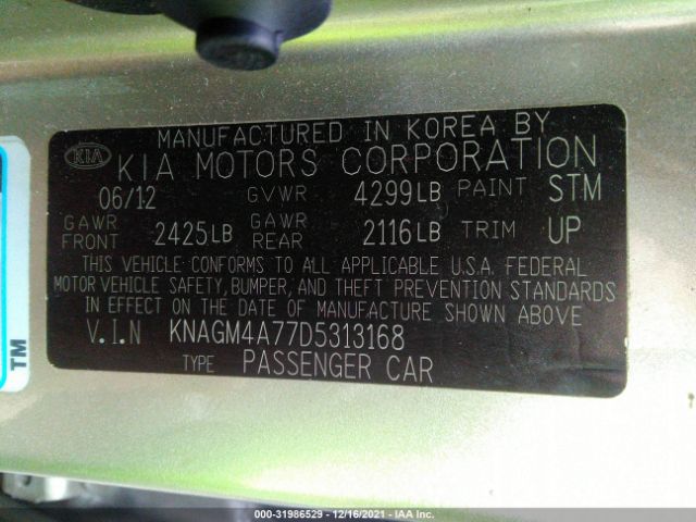 Photo 8 VIN: KNAGM4A77D5313168 - KIA OPTIMA 