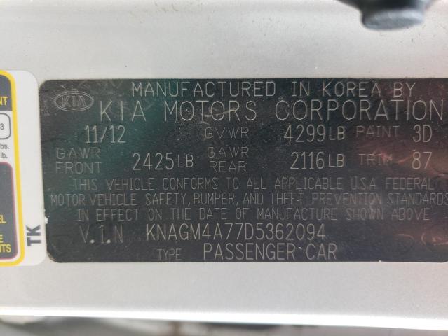 Photo 11 VIN: KNAGM4A77D5362094 - KIA OPTIMA 