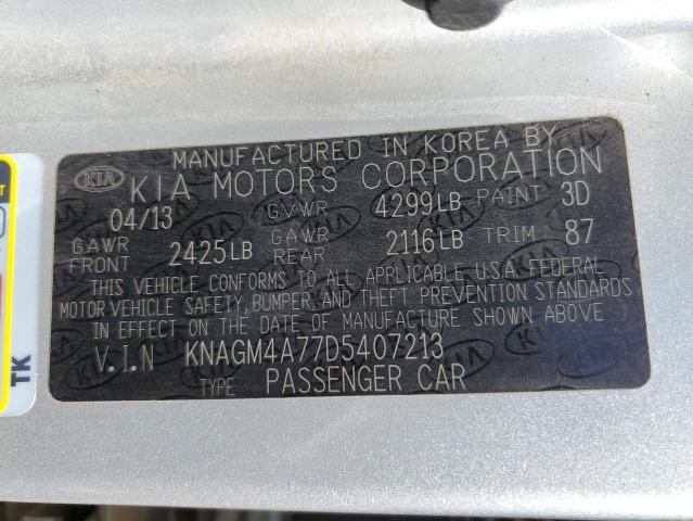 Photo 11 VIN: KNAGM4A77D5407213 - KIA OPTIMA LX 