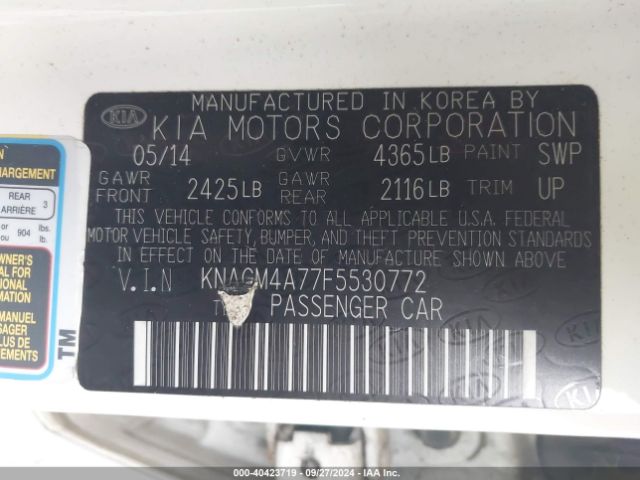 Photo 8 VIN: KNAGM4A77F5530772 - KIA OPTIMA 