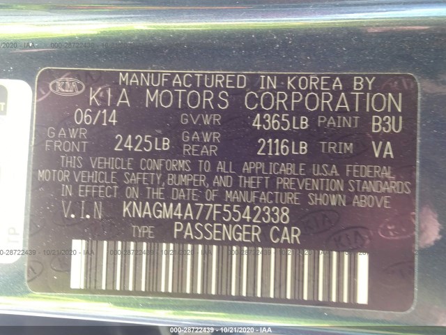 Photo 8 VIN: KNAGM4A77F5542338 - KIA OPTIMA 