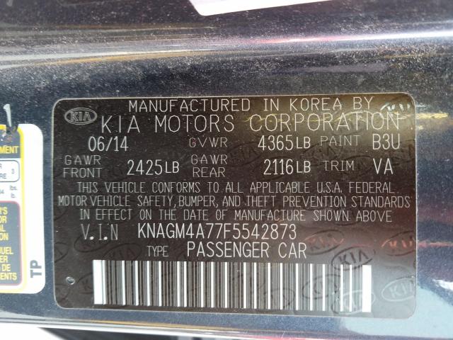 Photo 9 VIN: KNAGM4A77F5542873 - KIA OPTIMA LX 