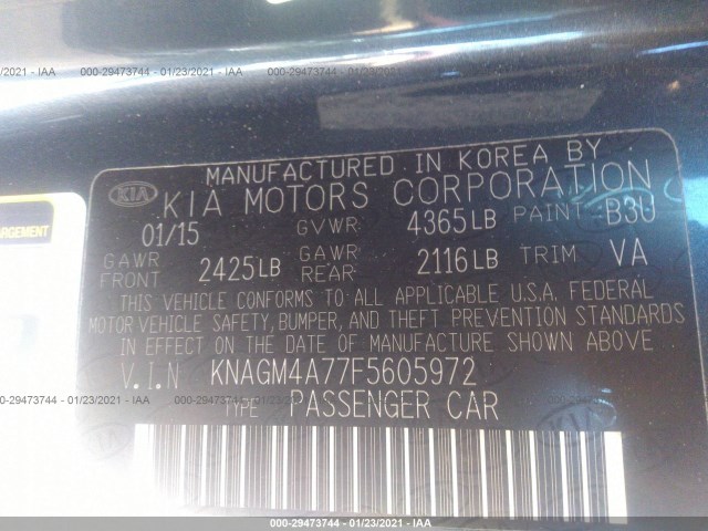 Photo 8 VIN: KNAGM4A77F5605972 - KIA OPTIMA 