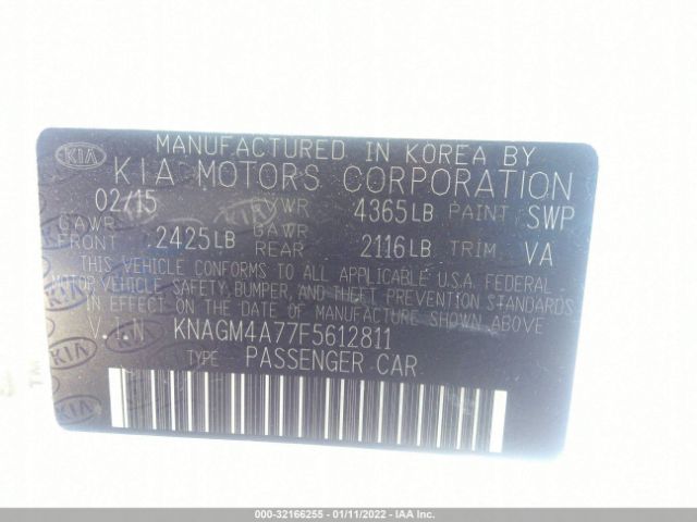 Photo 8 VIN: KNAGM4A77F5612811 - KIA OPTIMA 