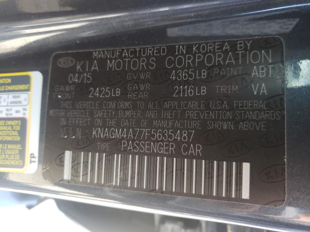 Photo 9 VIN: KNAGM4A77F5635487 - KIA OPTIMA LX 