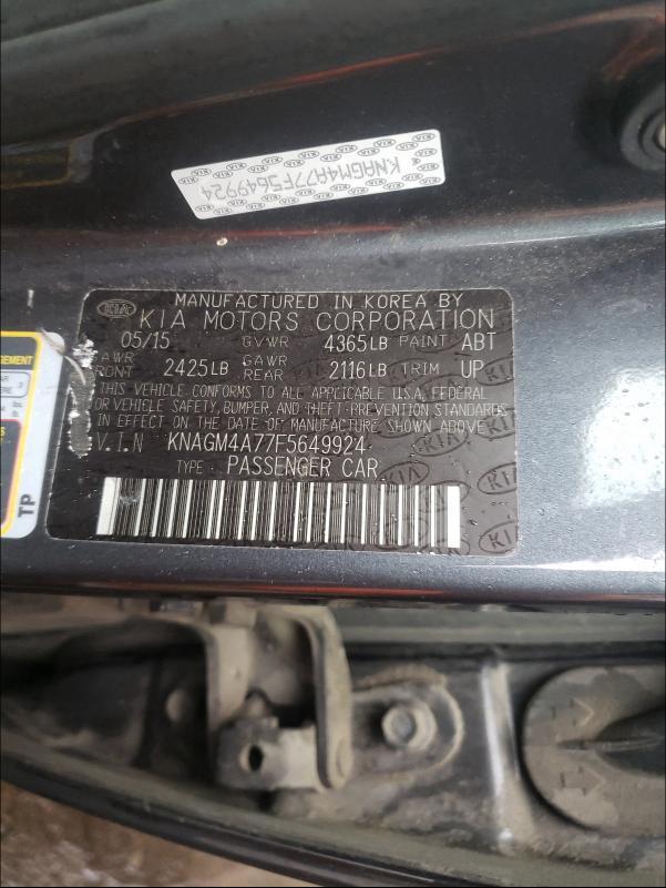 Photo 9 VIN: KNAGM4A77F5649924 - KIA OPTIMA LX 