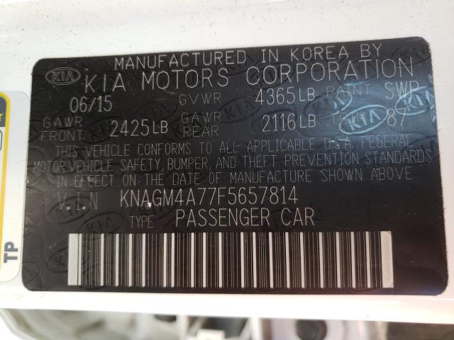 Photo 9 VIN: KNAGM4A77F5657814 - KIA OPTIMA LX 