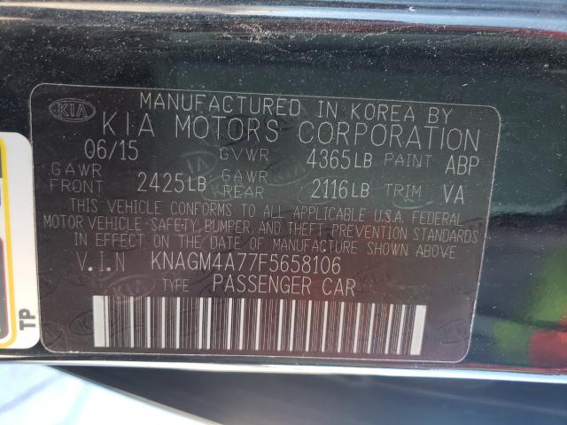 Photo 9 VIN: KNAGM4A77F5658106 - KIA OPTIMA LX 