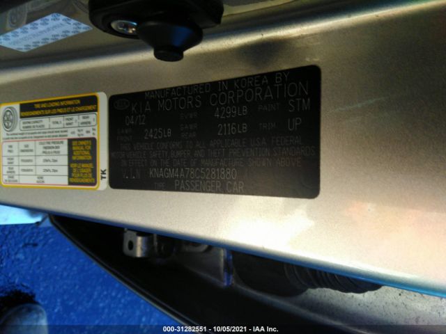 Photo 8 VIN: KNAGM4A78C5281880 - KIA OPTIMA 