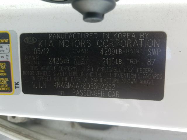 Photo 9 VIN: KNAGM4A78D5302292 - KIA OPTIMA LX 