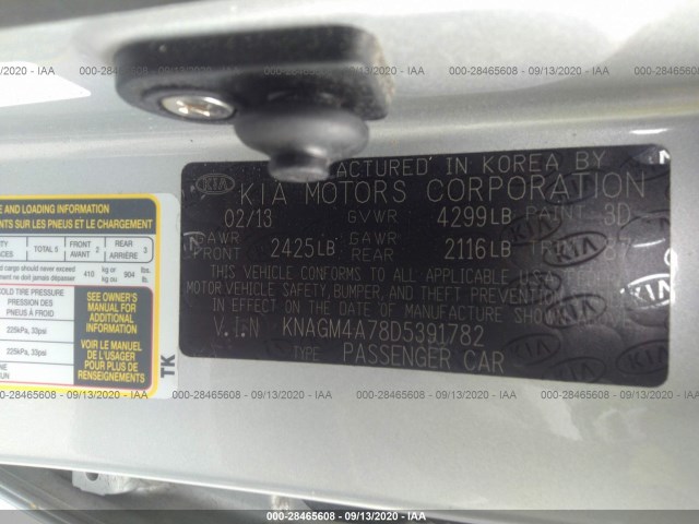 Photo 8 VIN: KNAGM4A78D5391782 - KIA OPTIMA 