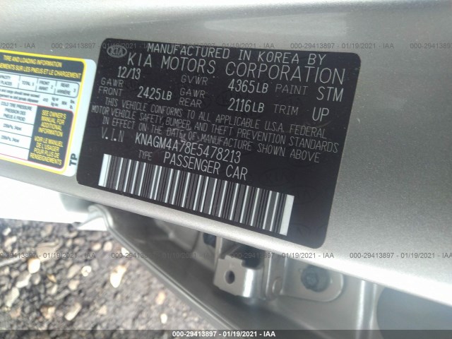 Photo 8 VIN: KNAGM4A78E5478213 - KIA OPTIMA 