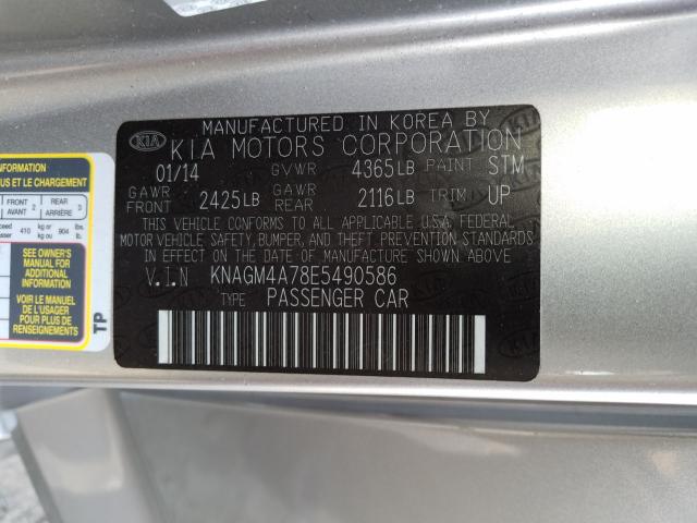 Photo 9 VIN: KNAGM4A78E5490586 - KIA OPTIMA LX 