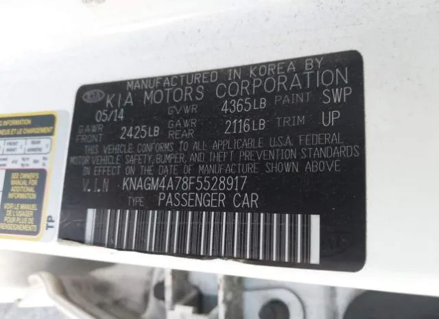 Photo 8 VIN: KNAGM4A78F5528917 - KIA OPTIMA 