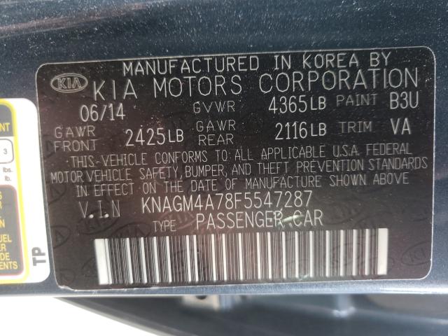 Photo 9 VIN: KNAGM4A78F5547287 - KIA OPTIMA LX 