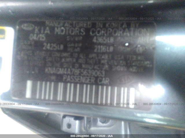 Photo 8 VIN: KNAGM4A78F5639063 - KIA OPTIMA 