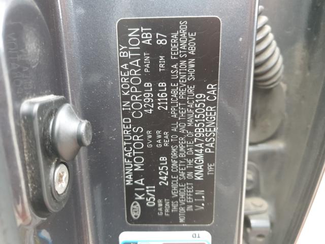 Photo 9 VIN: KNAGM4A79B5150519 - KIA OPTIMA LX 