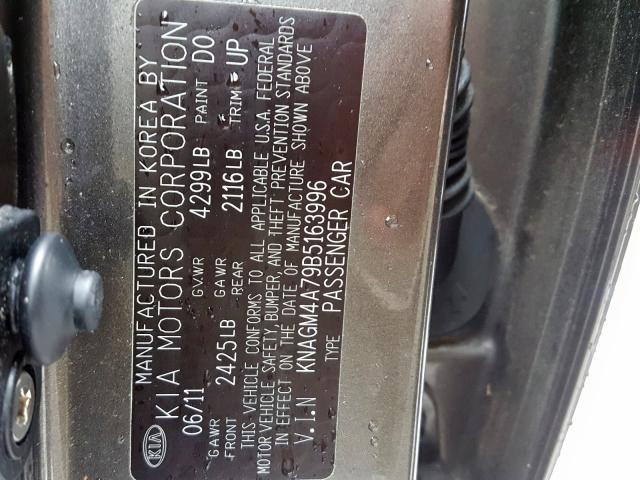 Photo 9 VIN: KNAGM4A79B5163996 - KIA OPTIMA LX 