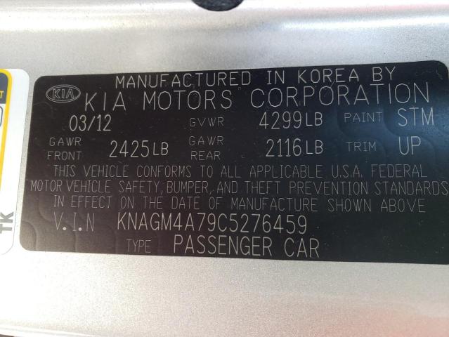 Photo 9 VIN: KNAGM4A79C5276459 - KIA OPTIMA LX 