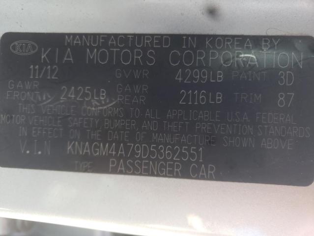 Photo 9 VIN: KNAGM4A79D5362551 - KIA OPTIMA LX 