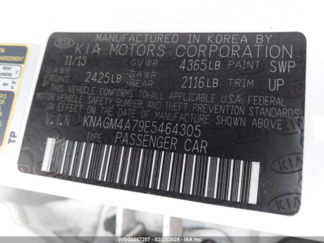 Photo 8 VIN: KNAGM4A79E5464305 - KIA OPTIMA 