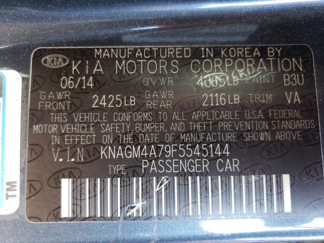 Photo 9 VIN: KNAGM4A79F5545144 - KIA OPTIMA LX 