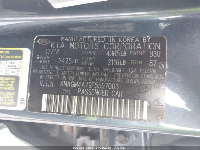 Photo 8 VIN: KNAGM4A79F5597003 - KIA OPTIMA 