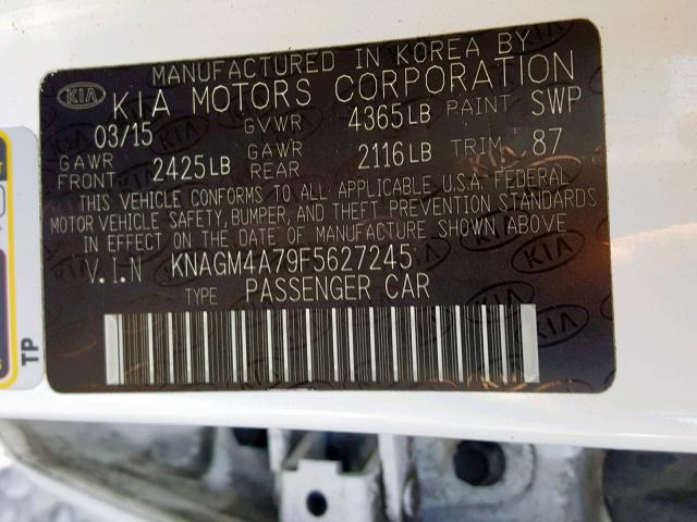 Photo 9 VIN: KNAGM4A79F5627245 - KIA OPTIMA 