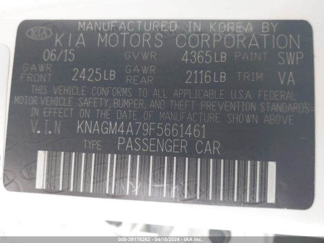 Photo 8 VIN: KNAGM4A79F5661461 - KIA OPTIMA 