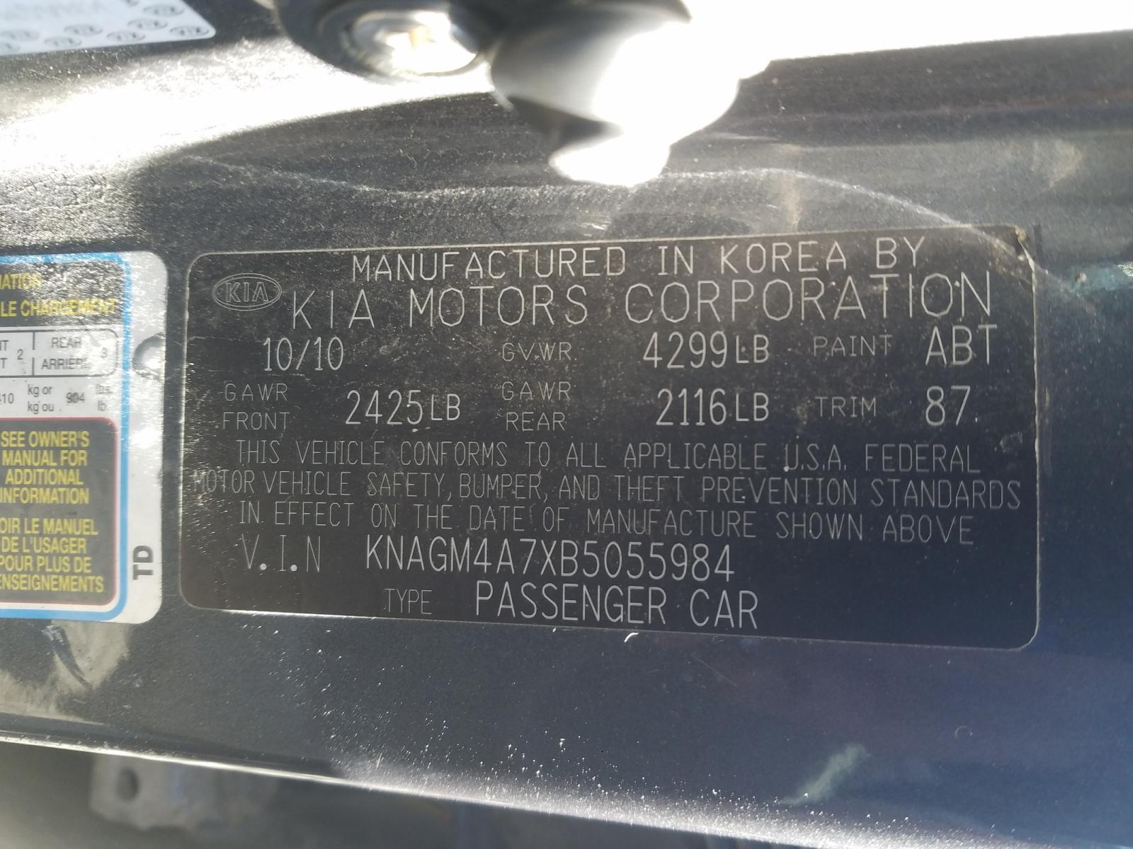 Photo 9 VIN: KNAGM4A7XB5055984 - KIA OPTIMA LX 