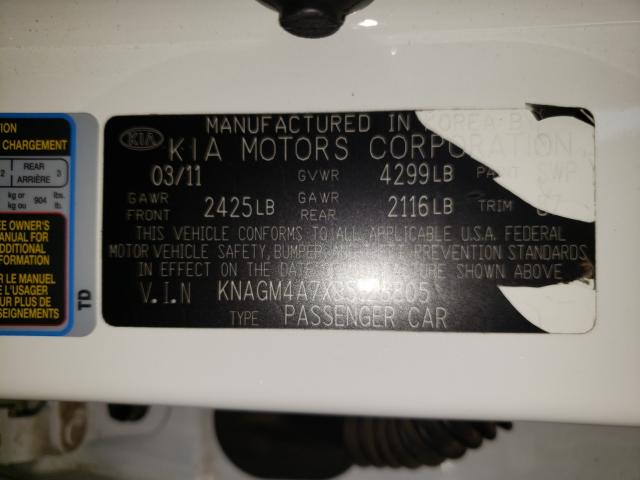 Photo 9 VIN: KNAGM4A7XB5128805 - KIA OPTIMA LX 