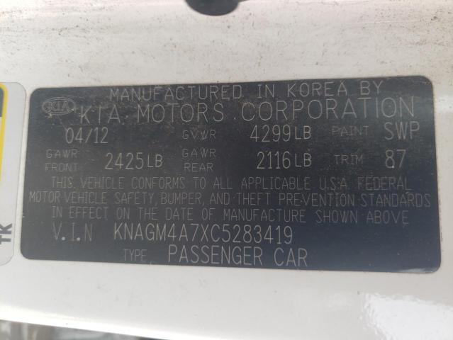 Photo 11 VIN: KNAGM4A7XC5283419 - KIA OPTIMA 