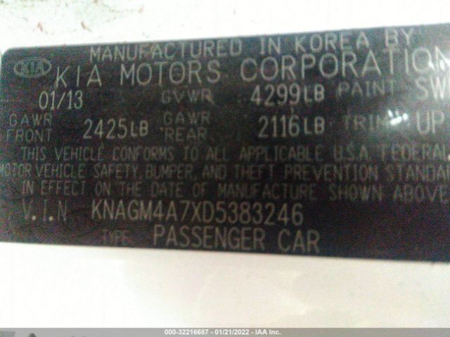 Photo 8 VIN: KNAGM4A7XD5383246 - KIA OPTIMA 