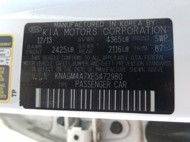 Photo 9 VIN: KNAGM4A7XE5472980 - KIA OPTIMA LX 