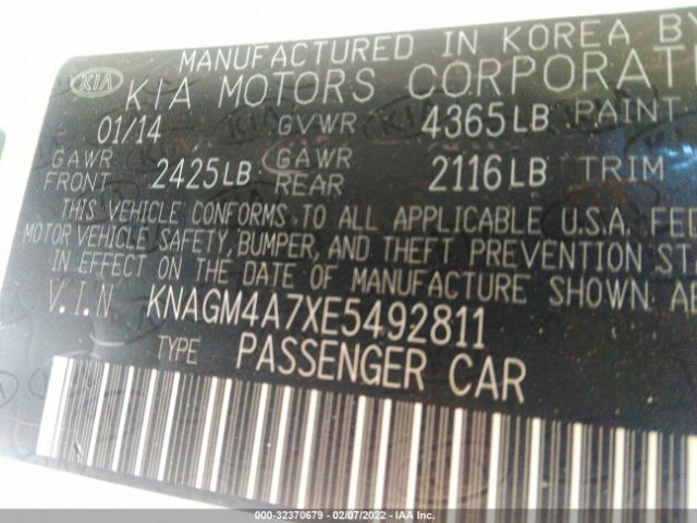 Photo 8 VIN: KNAGM4A7XE5492811 - KIA OPTIMA 