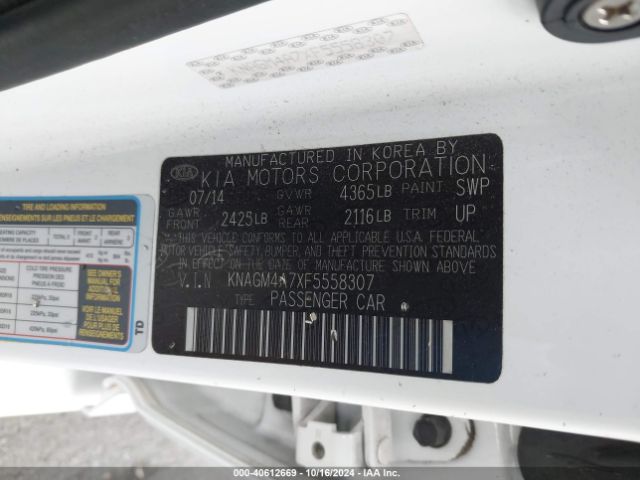 Photo 8 VIN: KNAGM4A7XF5558307 - KIA OPTIMA 