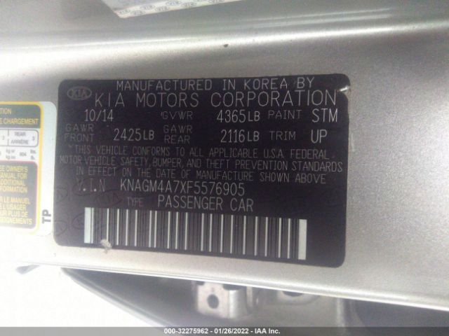 Photo 8 VIN: KNAGM4A7XF5576905 - KIA OPTIMA 