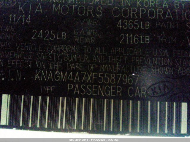 Photo 8 VIN: KNAGM4A7XF5587967 - KIA OPTIMA 