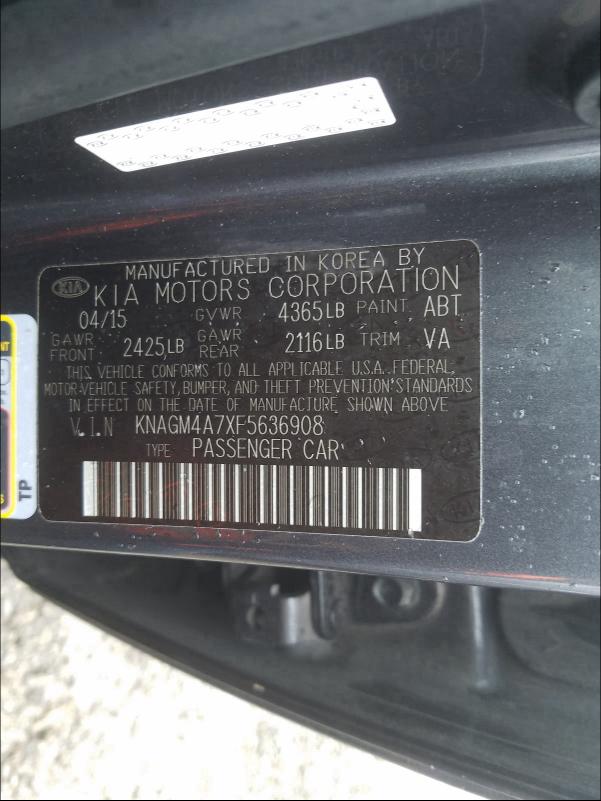 Photo 9 VIN: KNAGM4A7XF5636908 - KIA OPTIMA LX 