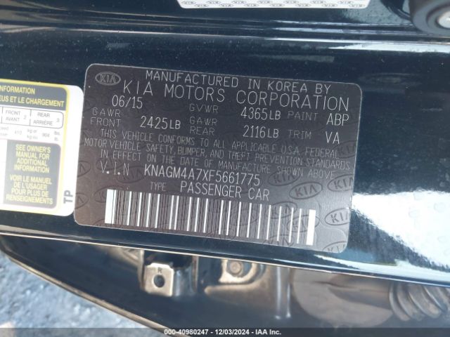 Photo 8 VIN: KNAGM4A7XF5661775 - KIA OPTIMA 