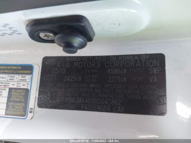 Photo 8 VIN: KNAGM4AD0D5045862 - KIA OPTIMA HYBRID 