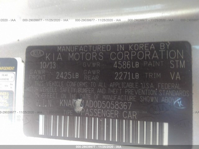 Photo 8 VIN: KNAGM4AD0D5058367 - KIA OPTIMA HYBRID 