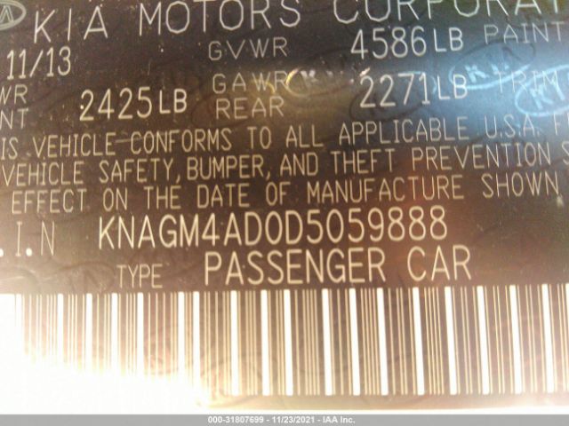 Photo 8 VIN: KNAGM4AD0D5059888 - KIA OPTIMA HYBRID 