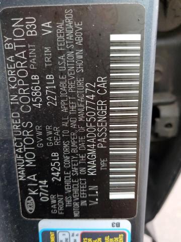 Photo 11 VIN: KNAGM4AD0F5077472 - KIA OPTIMA HYB 