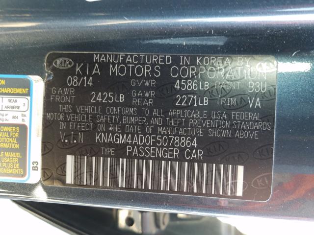 Photo 9 VIN: KNAGM4AD0F5078864 - KIA OPTIMA 