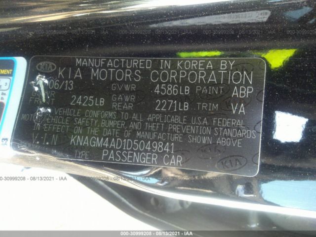 Photo 8 VIN: KNAGM4AD1D5049841 - KIA OPTIMA 