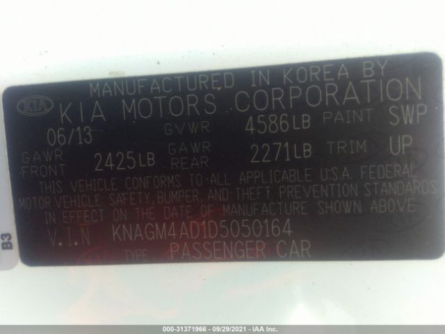 Photo 8 VIN: KNAGM4AD1D5050164 - KIA OPTIMA HYBRID 