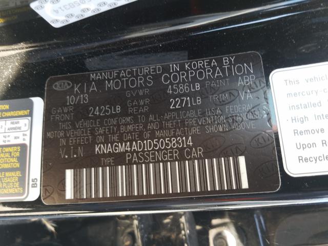 Photo 9 VIN: KNAGM4AD1D5058314 - KIA OPTIMA HYB 